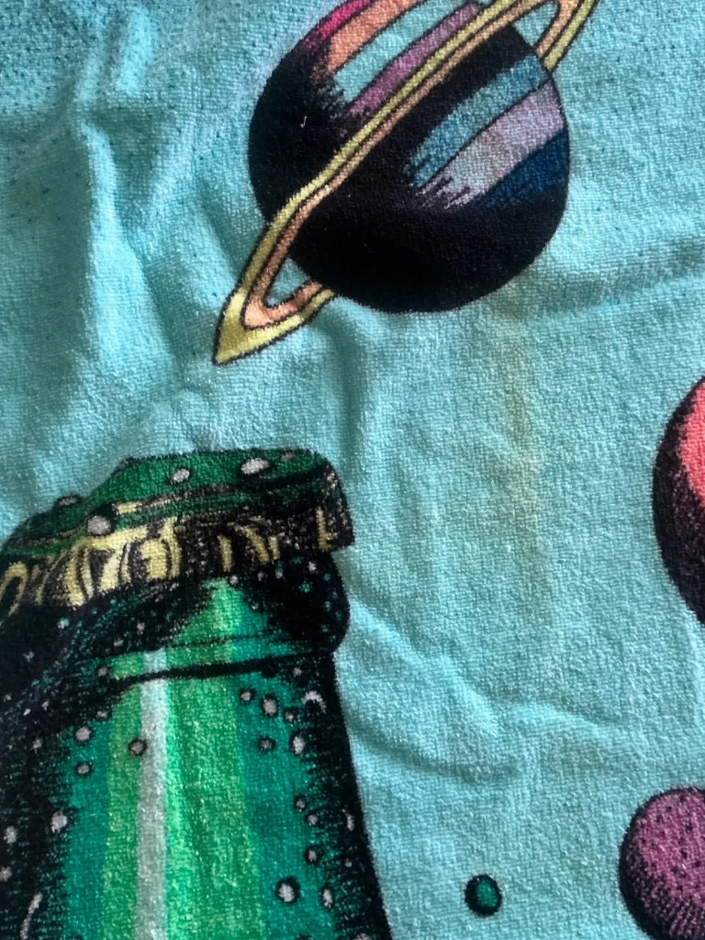 2 Vintage Perrier Earth’s Soft Drink Colorful Beach Towels